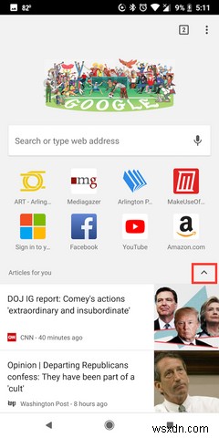 Android पर Chrome में  Articles for You  कैसे हटाएं