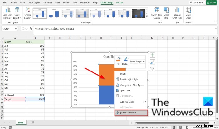 Excel में थर्मामीटर चार्ट कैसे बनाएं
