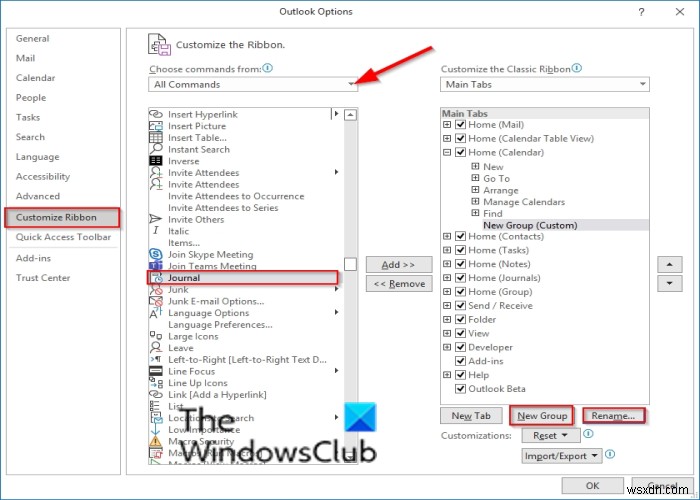 Outlook में जर्नल फ़ोल्डर कैसे खोलें
