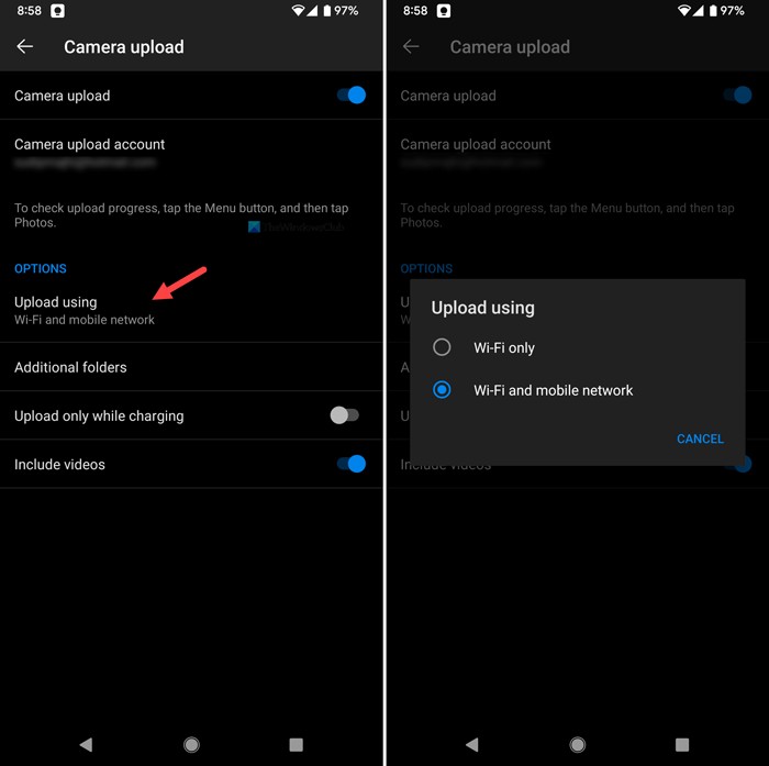 Android पर OneDrive Camera Upload काम न करना; इसे कैसे सक्षम या चालू करें?