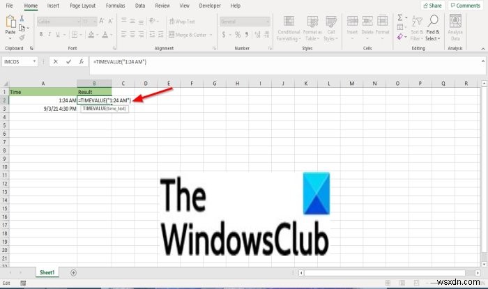 Microsoft Excel में TIMEVALUE फ़ंक्शन का उपयोग कैसे करें