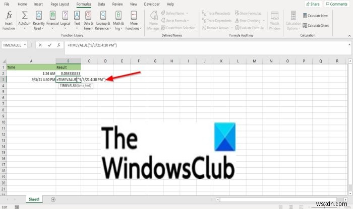 Microsoft Excel में TIMEVALUE फ़ंक्शन का उपयोग कैसे करें