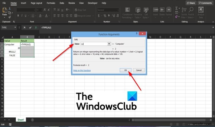 Microsoft Excel में TYPE फंक्शन का उपयोग कैसे करें