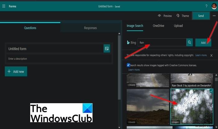 Microsoft Forms में हेडर में इमेज कैसे इन्सर्ट करें