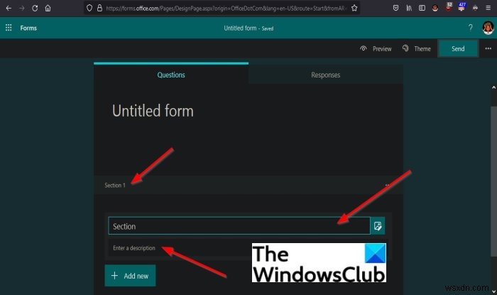 Microsoft Forms में सेक्शन कैसे जोड़ें