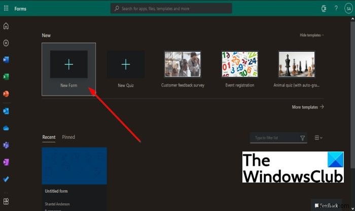Microsoft Forms में नए फ़ॉर्म कैसे जोड़ें