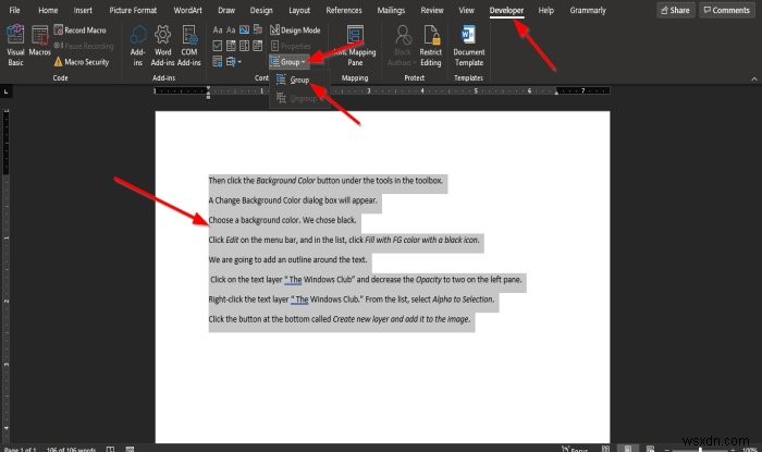 Word में चित्र और टेक्स्ट को कैसे ग्रुप करें