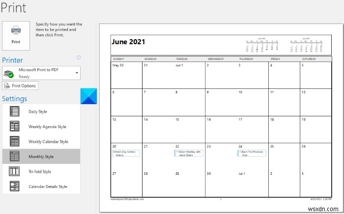 Windows 11/10 में Outlook कैलेंडर कैसे प्रिंट करें