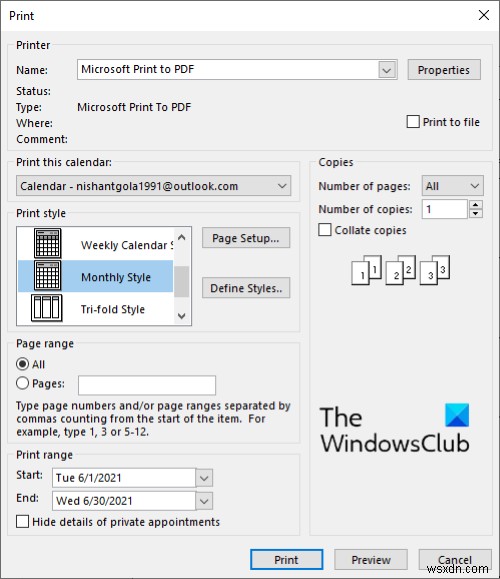 Windows 11/10 में Outlook कैलेंडर कैसे प्रिंट करें