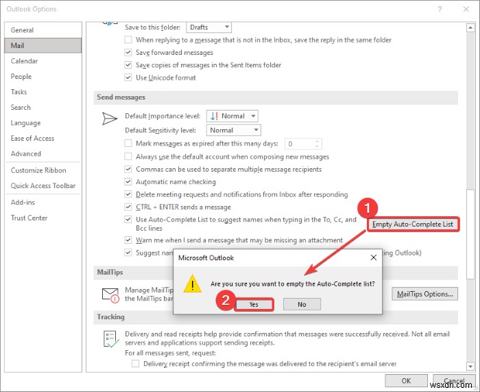 Outlook में ऑटोकंप्लीट सही ढंग से काम नहीं कर रहा है