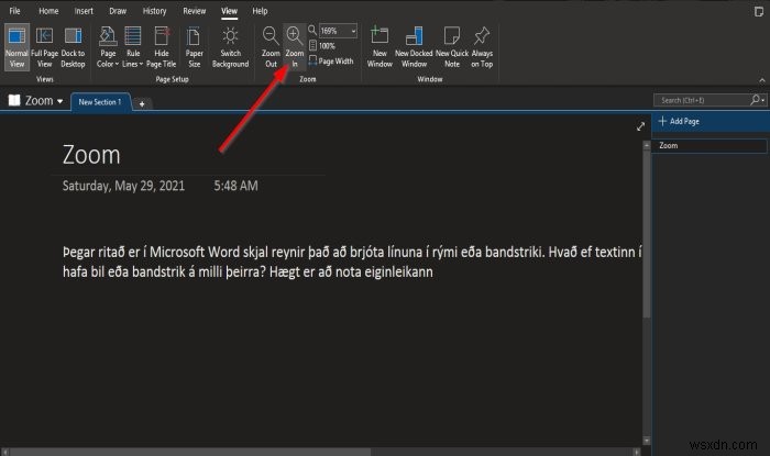 Windows 11/10 पर OneNote में ज़ूम इन और ज़ूम आउट कैसे करें