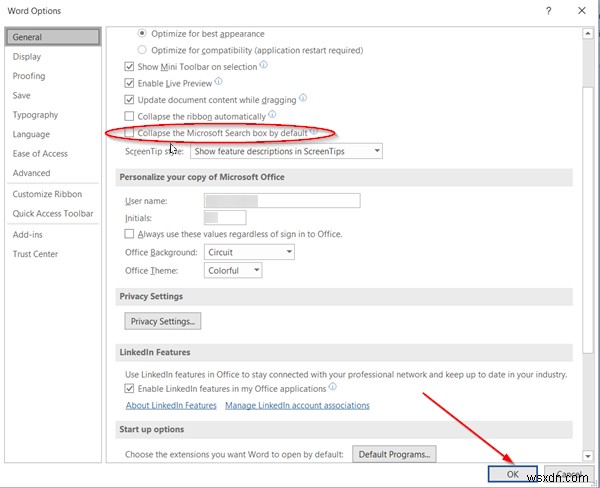 Office 365 टाइटल बार में सर्च बार को कैसे छुपाएं या छोटा करें