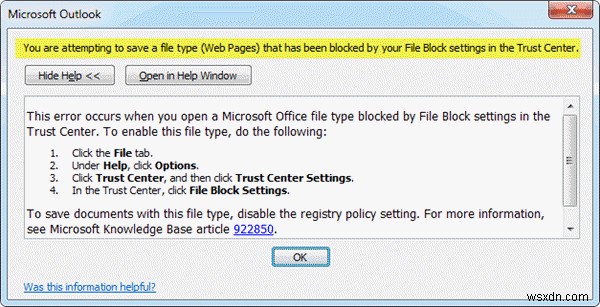 Microsoft Office प्रोग्राम्स में फ़ाइल ब्लॉक सेटिंग्स कैसे बदलें