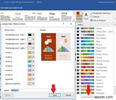 Microsoft Office प्रोग्राम में दस्तावेज़ थीम रंग कैसे बदलें