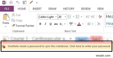 OneNote को इस नोटबुक को सिंक करने के लिए पासवर्ड चाहिए, एरर कोड 0x803d0005