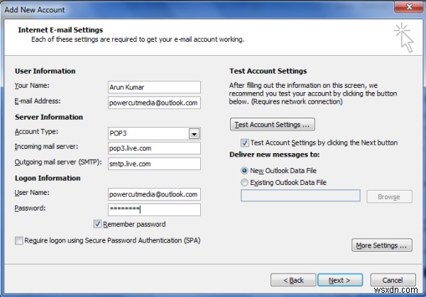 Outlook.com के ईमेल सेटिंग्स जिनका उपयोग Outlook डेस्कटॉप ऐप के साथ किया जा सकता है
