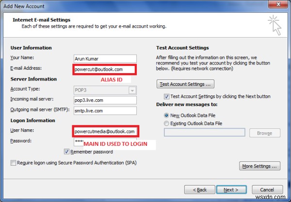 Outlook.com के ईमेल सेटिंग्स जिनका उपयोग Outlook डेस्कटॉप ऐप के साथ किया जा सकता है