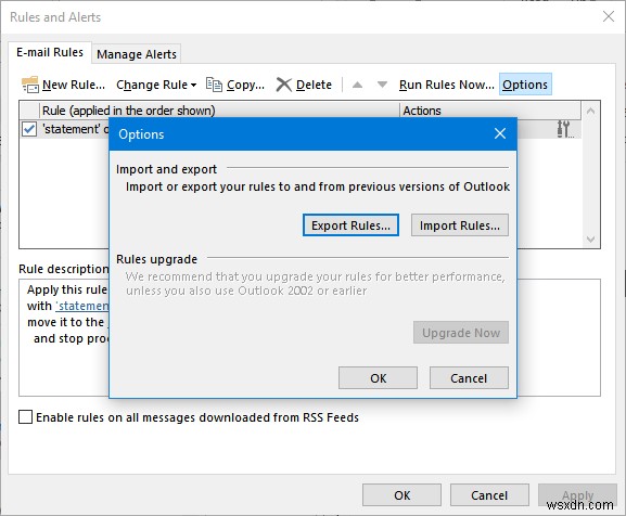 Microsoft Outlook में नियमों को निर्यात या आयात कैसे करें