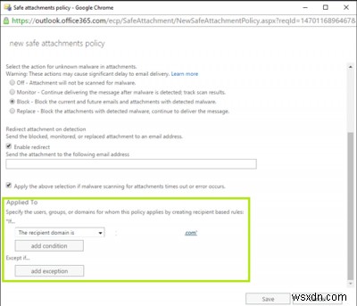 Office 365 में ATP Safe Attachments पॉलिसी कैसे सेट अप करें