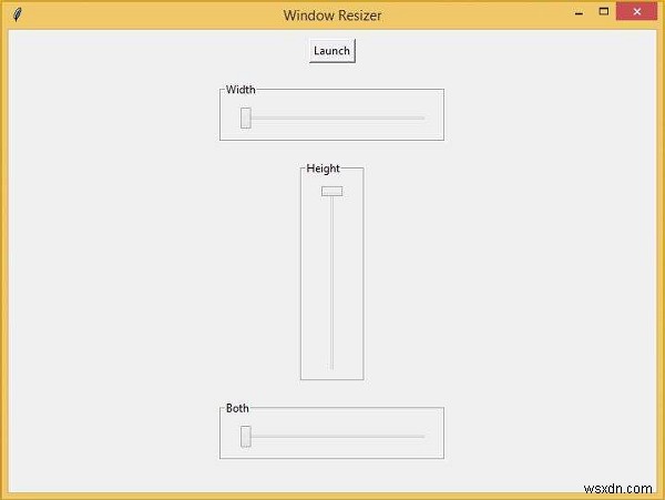 Tkinter में Window Resizer Control Panel