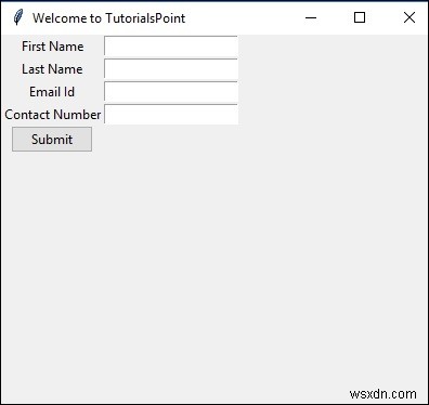 Python Tkinter का उपयोग करके सरल रजिस्ट्रेशन फॉर्म