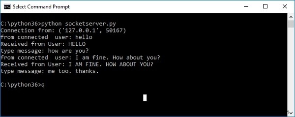पायथन में लो-लेवल नेटवर्किंग इंटरफ़ेस (socket मॉड्यूल)