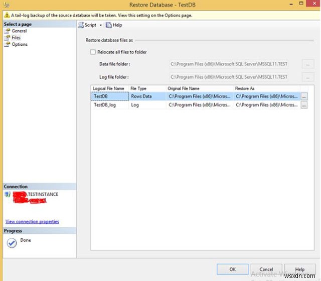 MS SQL Server में डेटाबेस पुनर्प्राप्त करना