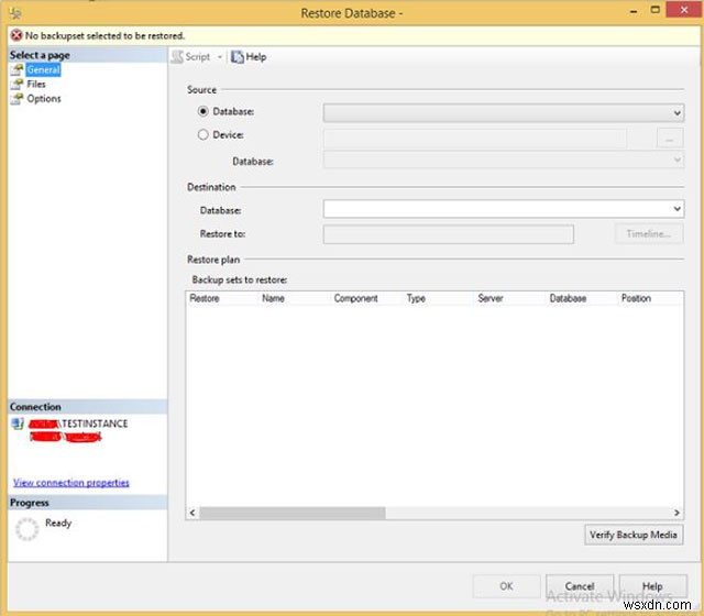 MS SQL Server में डेटाबेस पुनर्प्राप्त करना