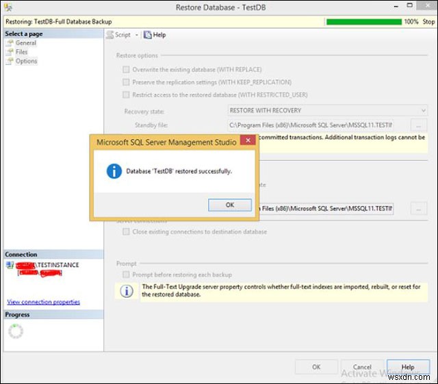 MS SQL Server में डेटाबेस पुनर्प्राप्त करना