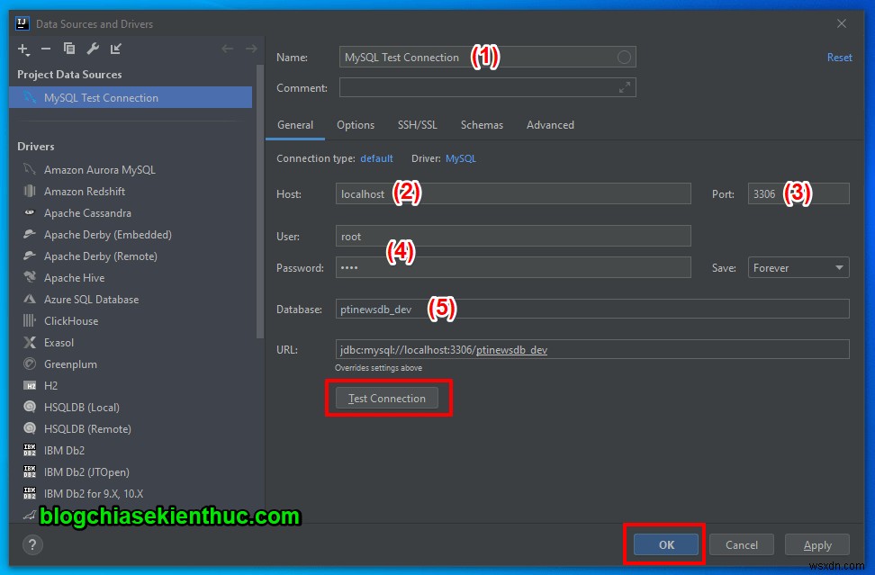 IntelliJ में MySQL सर्वर से कनेक्ट करने के निर्देश