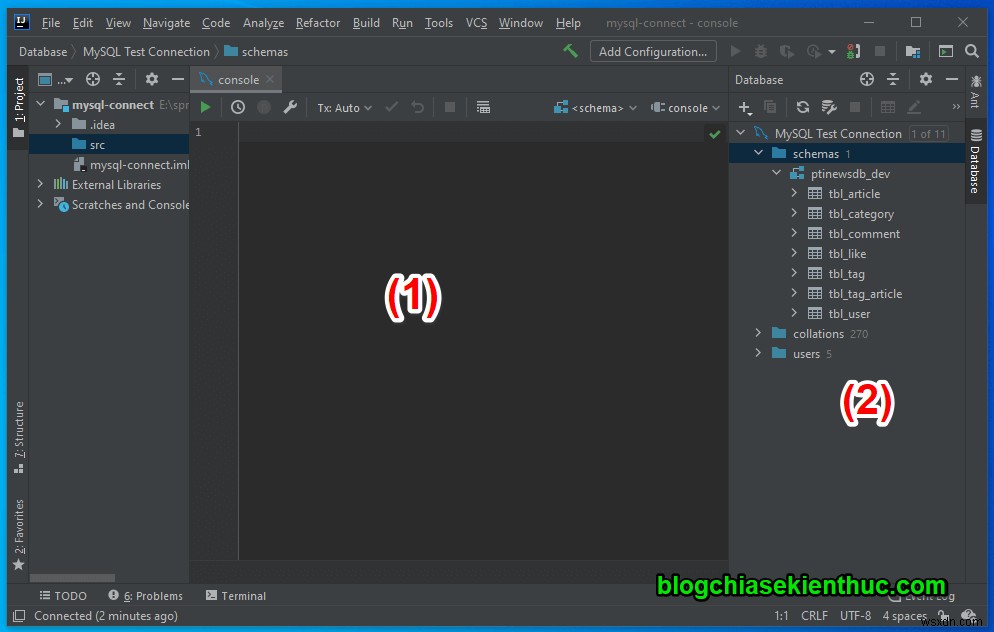 IntelliJ में MySQL सर्वर से कनेक्ट करने के निर्देश