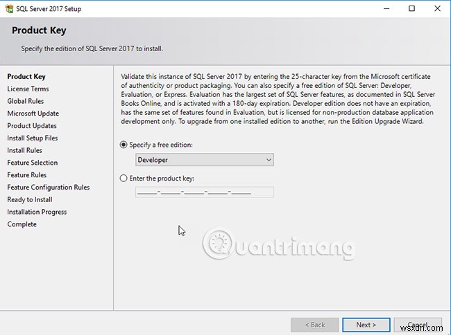 SQL सर्वर 2017 को चरण दर चरण इंस्टॉल करने के निर्देश