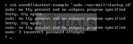 समाधान: sudo: कोई tty मौजूद नहीं और कोई askpass प्रोग्राम निर्दिष्ट नहीं