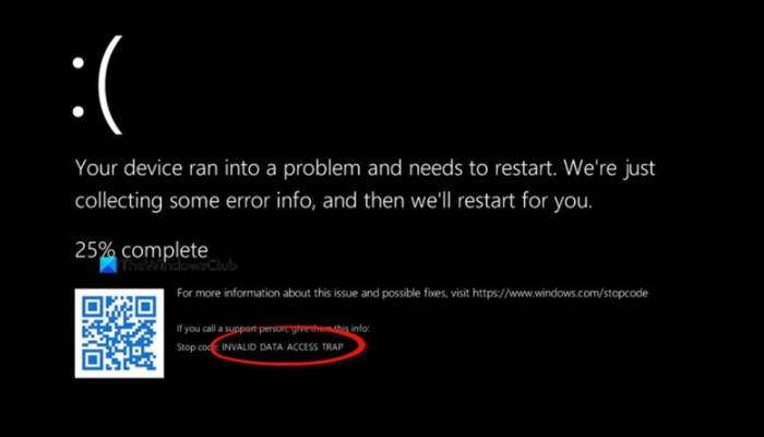 विंडोज 11 पर INVALID DATA ACCESS TRAP त्रुटि को ठीक करें