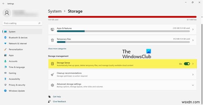Windows 11 में Storage Sense का उपयोग करके डिस्क स्थान खाली करें