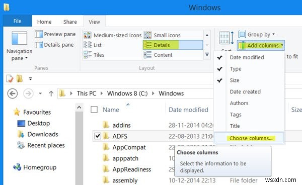 Windows 11/10 में एक्सप्लोरर के सभी फोल्डर्स में कॉलम स्थायी रूप से कैसे जोड़ें