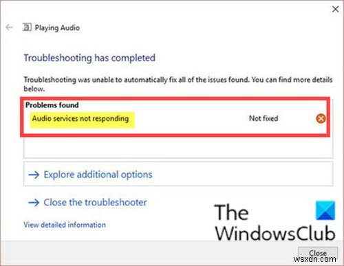 Windows 11/10 में Audio services not responding त्रुटि