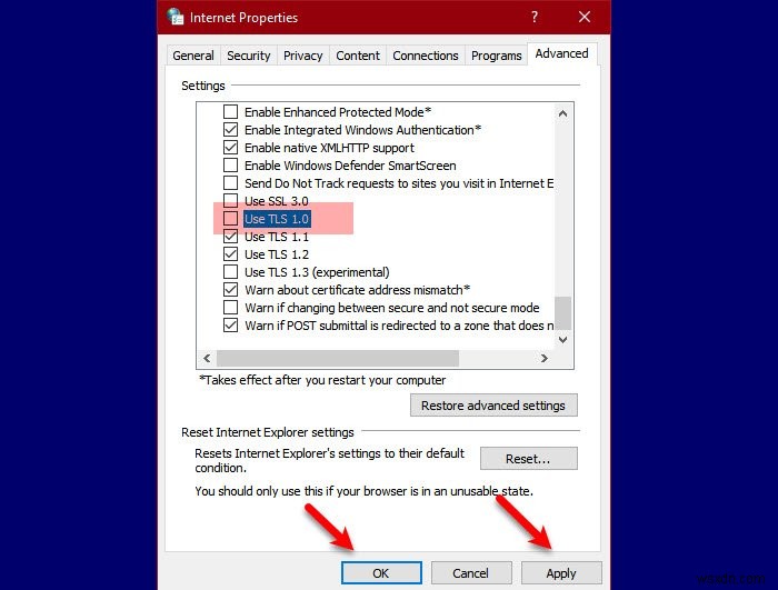 विंडोज 11/10 में TLS 1.0 को कैसे अक्षम करें