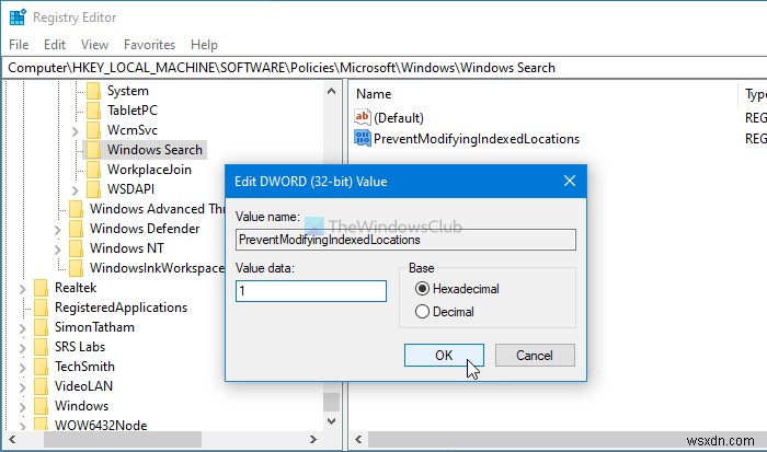 Windows 10 में उपयोगकर्ताओं को सर्च इंडेक्स स्थानों को संशोधित करने से कैसे रोकें