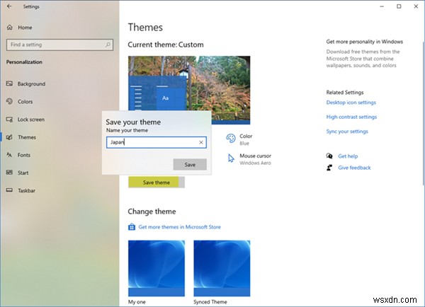 Windows 11/10 में थीम बनाएं, सहेजें, उपयोग करें, हटाएं