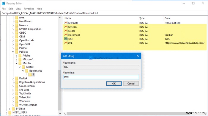ग्रुप पॉलिसी और रजिस्ट्री संपादक का उपयोग करके Firefox बुकमार्क कैसे बनाएं