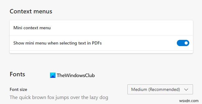 Microsoft Edge में PDF फ़ाइलों के लिए मिनी मेनू को सक्षम या अक्षम कैसे करें