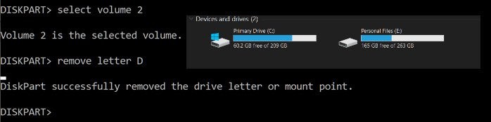 Command Prompt का उपयोग करके हार्ड ड्राइव पार्टीशन दिखाएं या छिपाएं