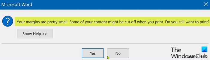 आपके मार्जिन बहुत छोटे हैं - Windows 11/10 में प्रिंटिंग त्रुटि