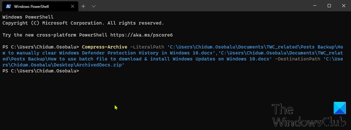 Windows 11/10 में PowerShell का उपयोग करके फ़ाइलों को ज़िप और अनज़िप कैसे करें