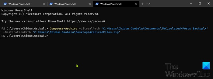 Windows 11/10 में PowerShell का उपयोग करके फ़ाइलों को ज़िप और अनज़िप कैसे करें
