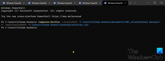 Windows 11/10 में PowerShell का उपयोग करके फ़ाइलों को ज़िप और अनज़िप कैसे करें