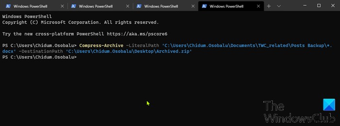 Windows 11/10 में PowerShell का उपयोग करके फ़ाइलों को ज़िप और अनज़िप कैसे करें