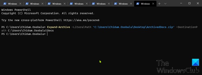 Windows 11/10 में PowerShell का उपयोग करके फ़ाइलों को ज़िप और अनज़िप कैसे करें