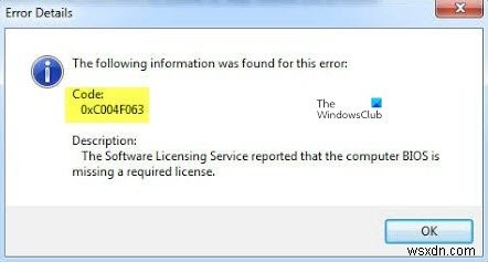 Windows 10 में Windows सक्रियण त्रुटि 0xc004f063 कैसे ठीक करें